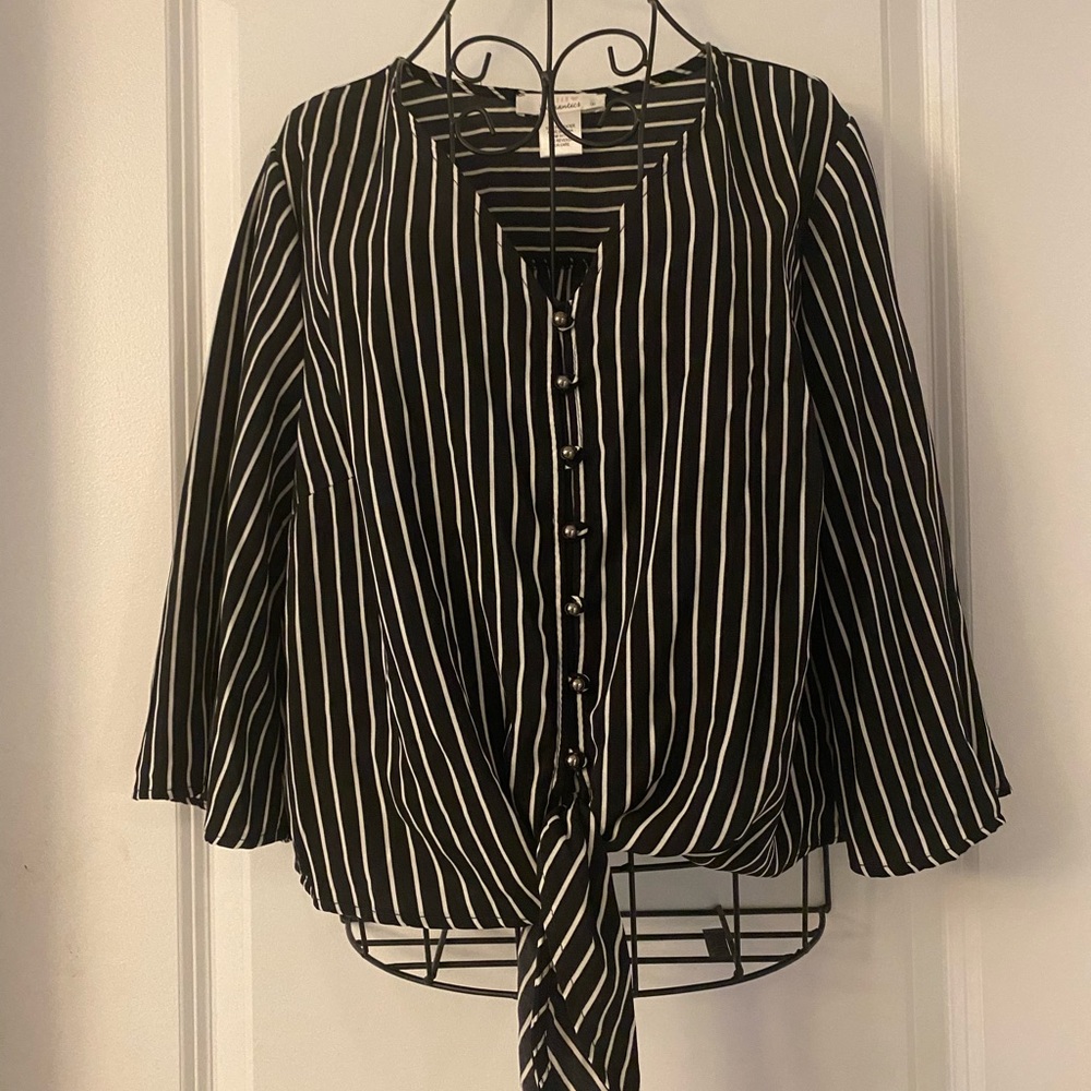 Black and White Vertical Stripe Crop Top